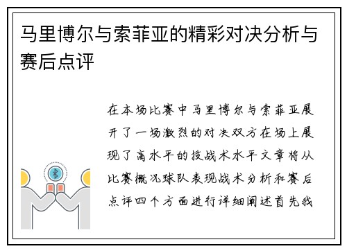 马里博尔与索菲亚的精彩对决分析与赛后点评